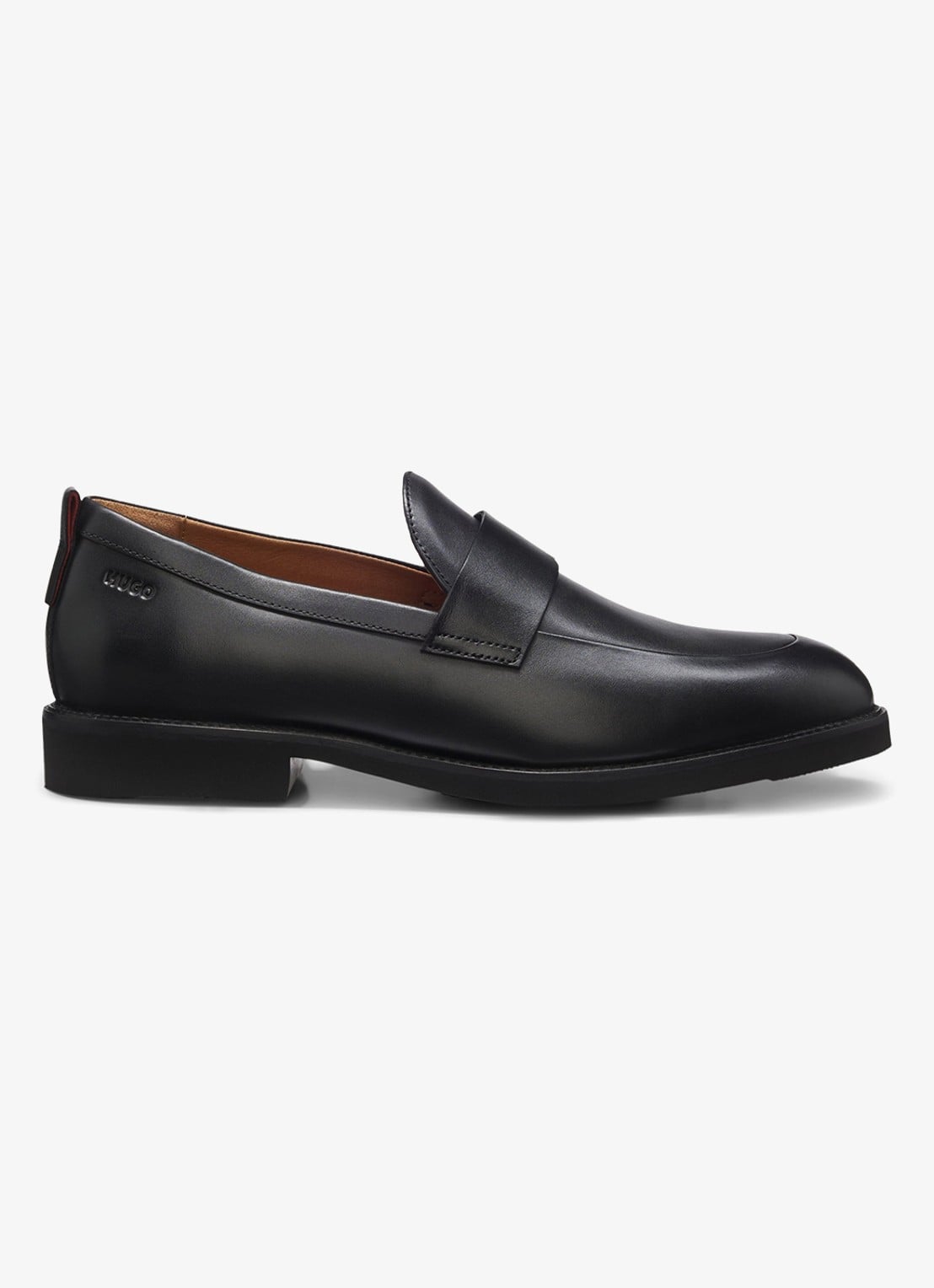 HUGO Loafer van leer  - voorkant 2 zwart