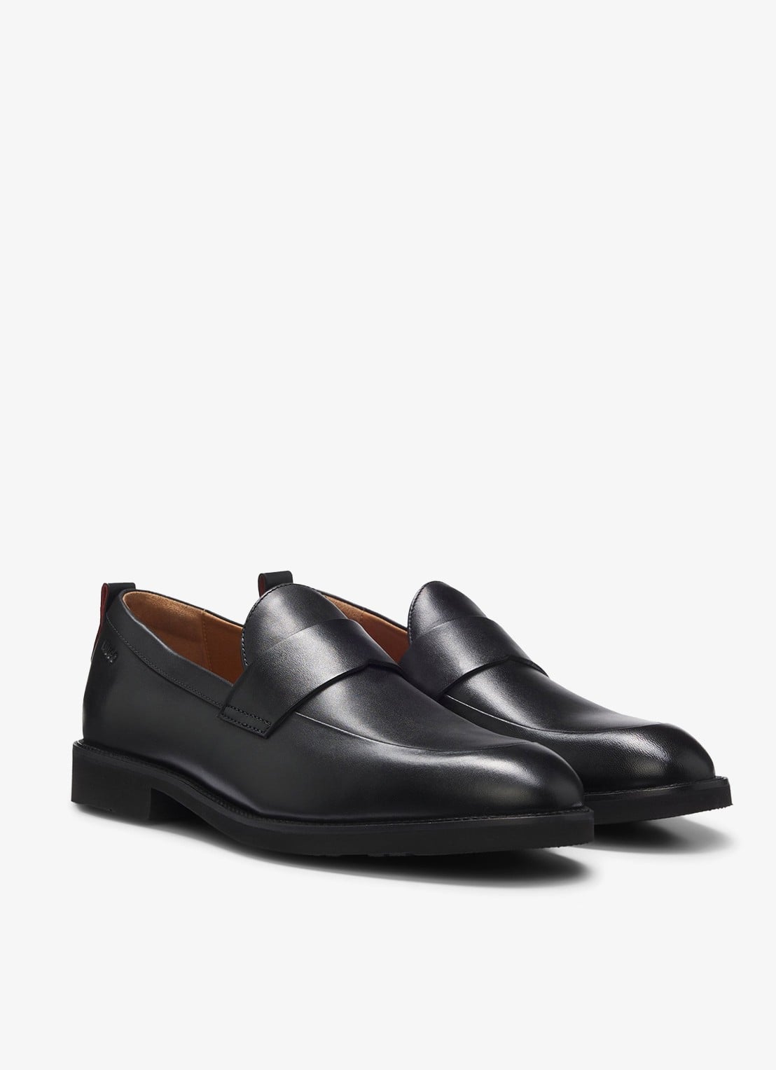 HUGO Loafer van leer  - voorkant 3 zwart