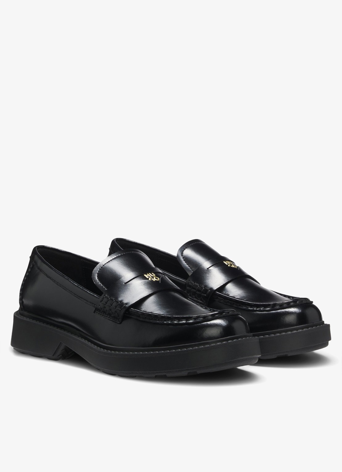 HUGO Loafers van leer - detail 4 zwart