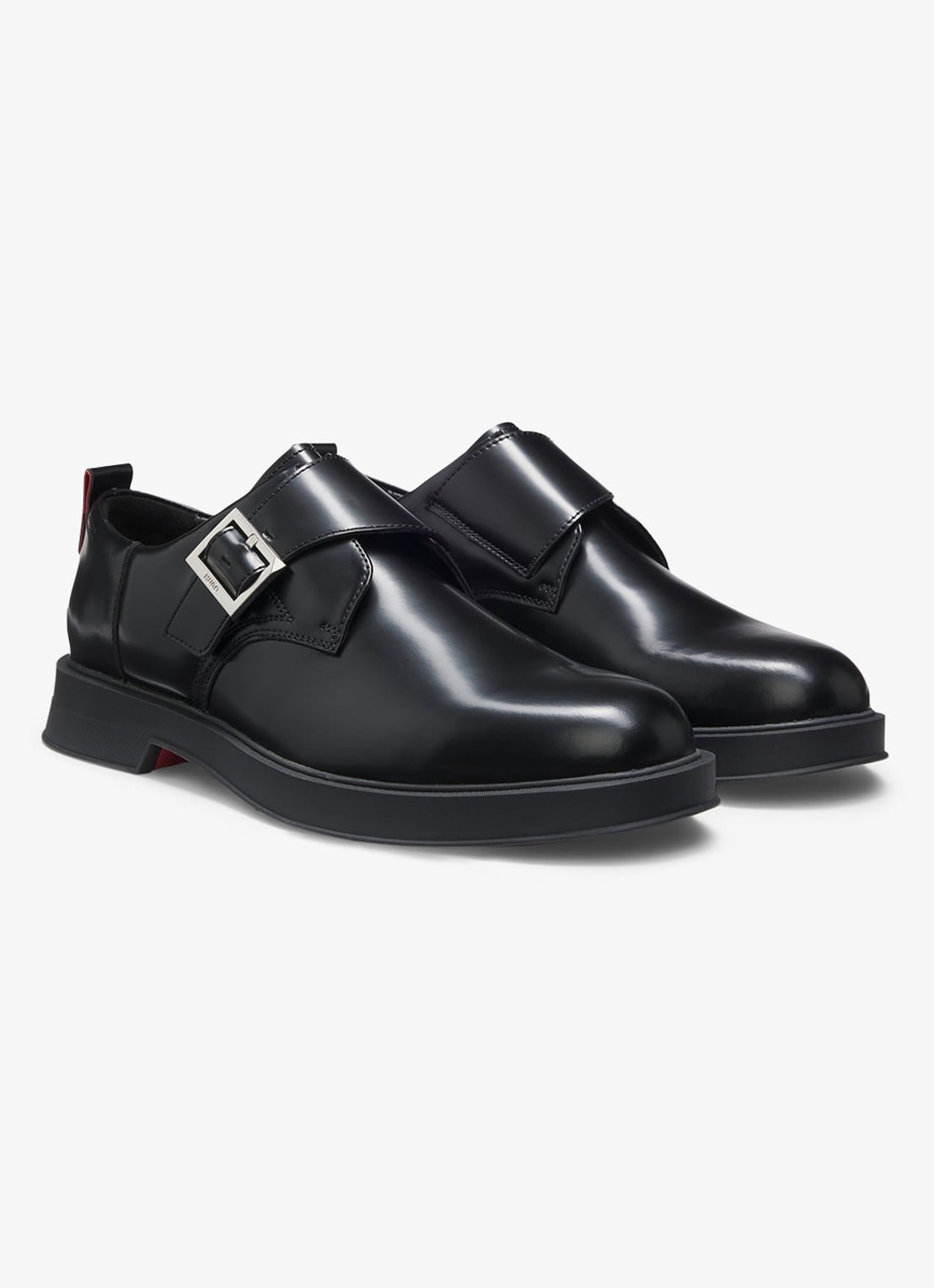 HUGO Loafers van leer - voorkant zwart