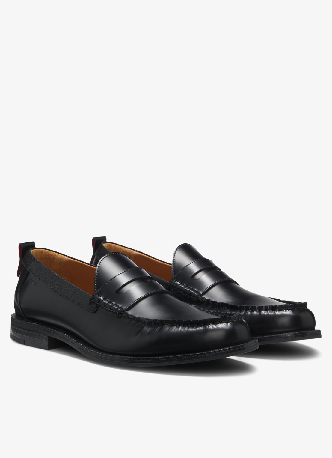 HUGO Loafers van leer - detail 4 zwart