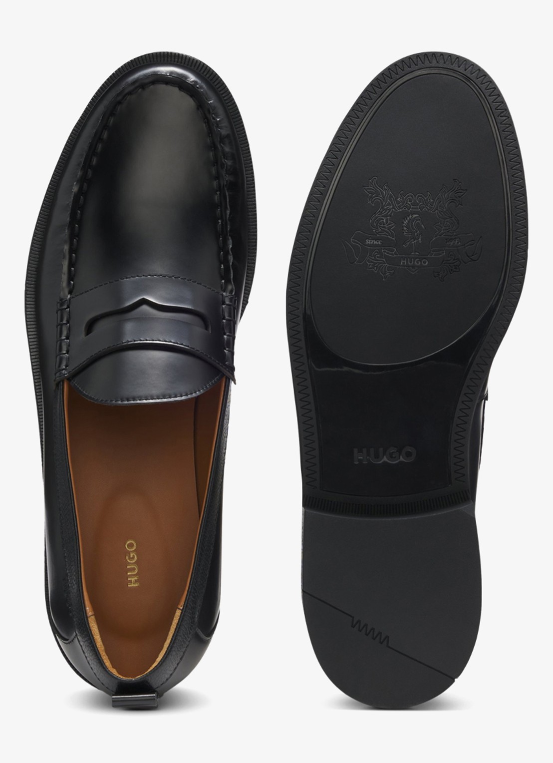 HUGO Loafers van leer - detail 5 zwart