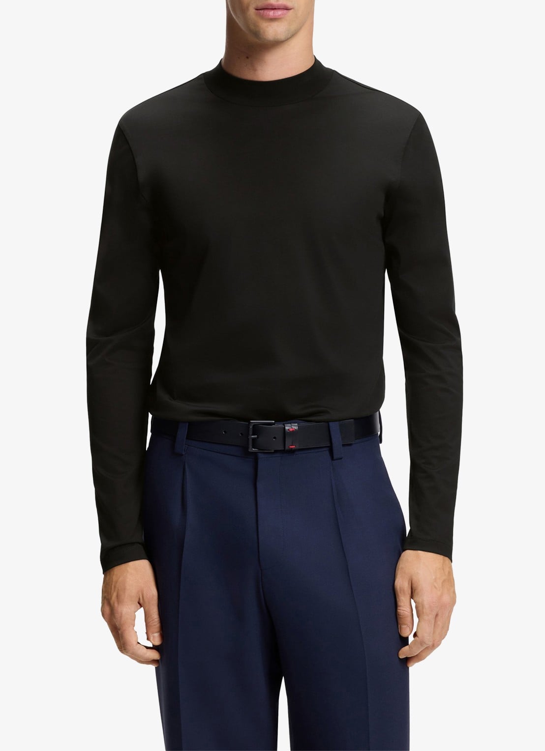 HUGO Longsleeve met opstaande kraag - detail 4 zwart