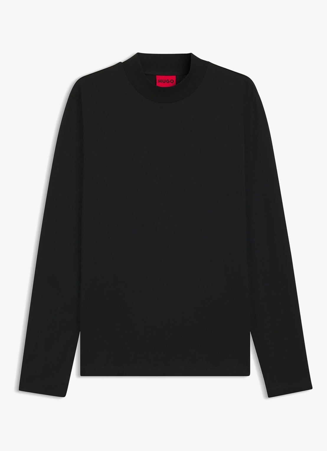 HUGO Longsleeve met opstaande kraag - voorkant zwart