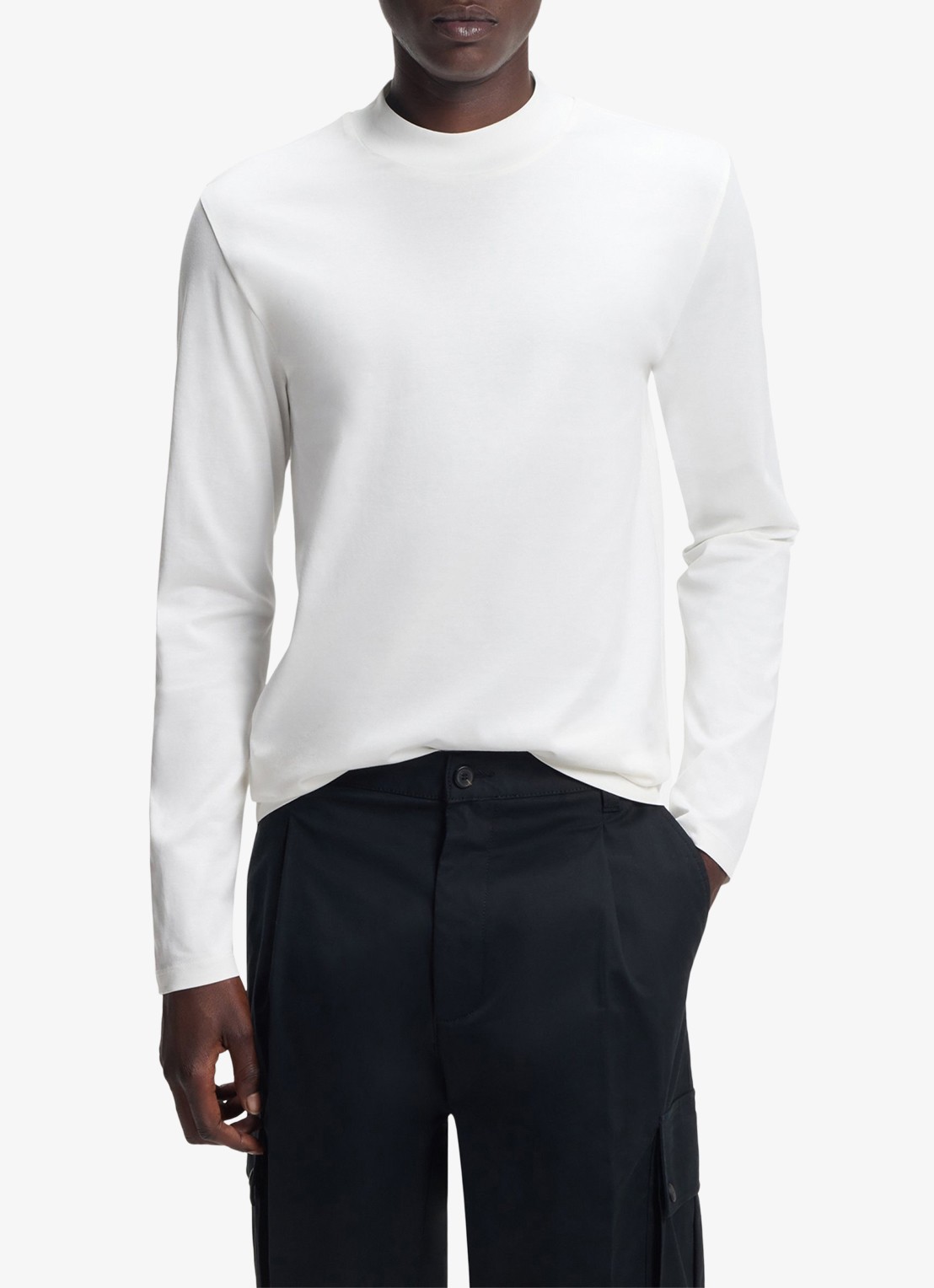 HUGO Longsleeve met opstaande kraag - detail 4 creme
