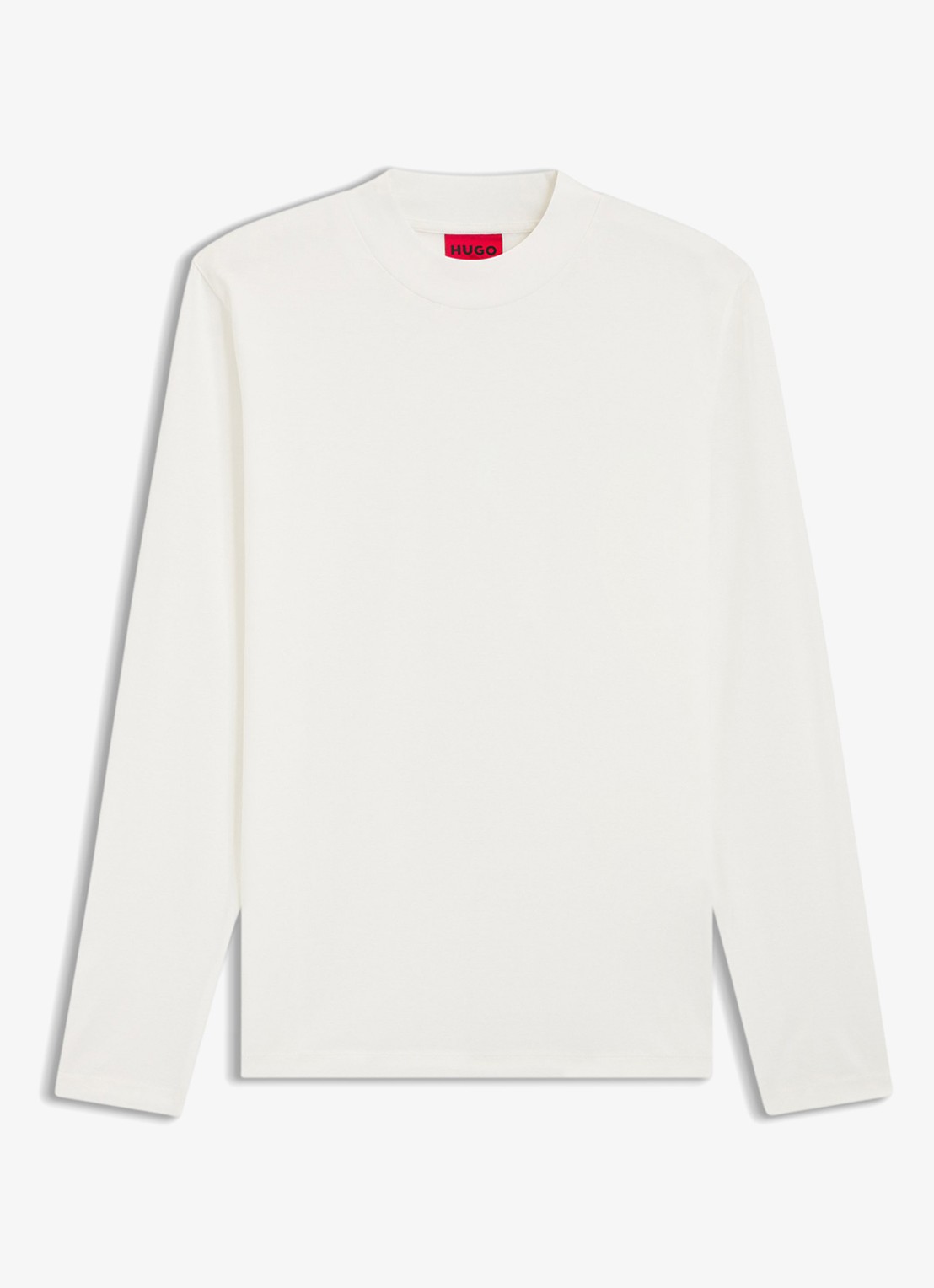 HUGO Longsleeve met opstaande kraag - voorkant creme