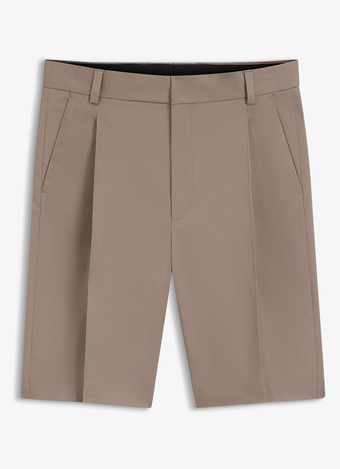 HUGO Loose fit korte broek met plooien - voorkant 2 lichtbruin