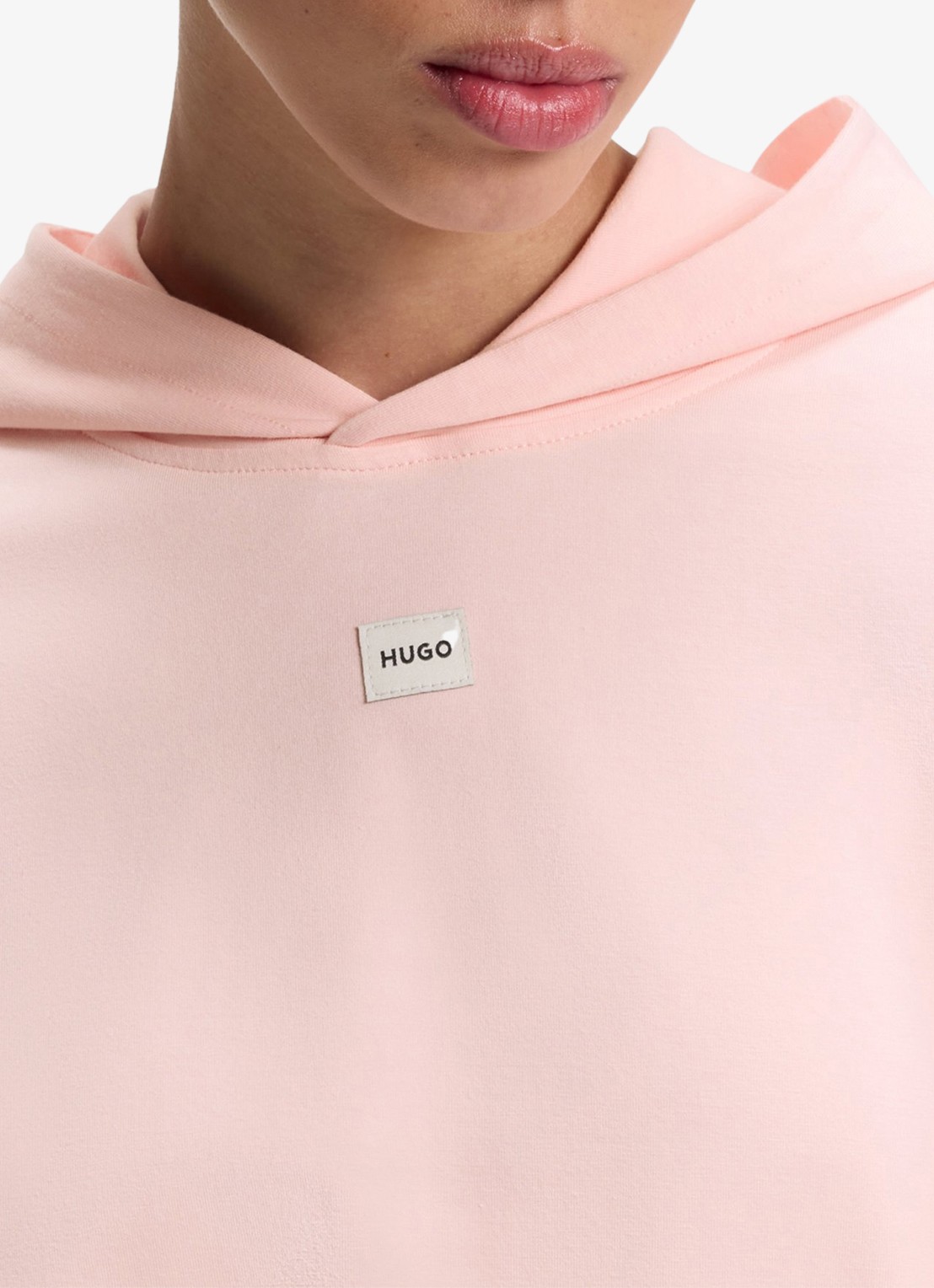 HUGO Lounge hoodie met logo - detail 2 lichtroze