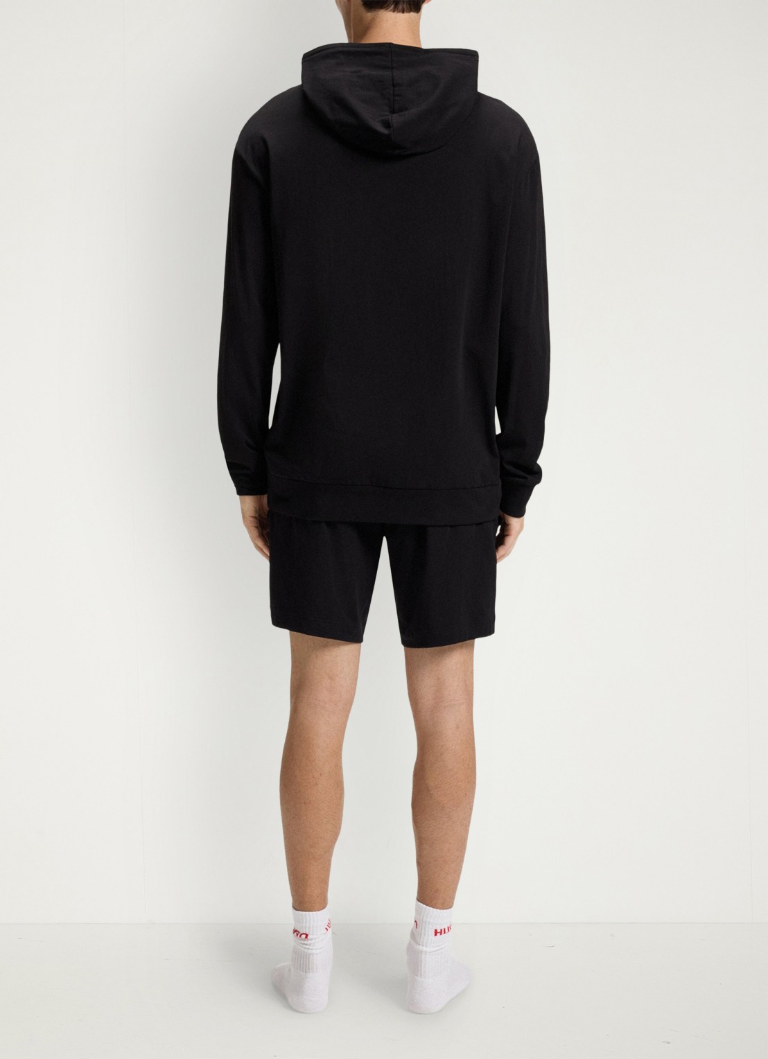 HUGO Lounge straight fit korte loungebroek met steekzakken - achterkant 5 black-001 / zwart