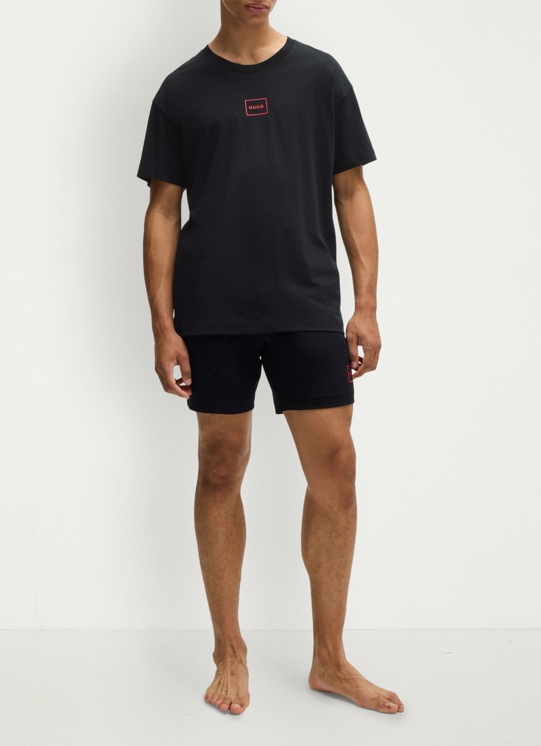 HUGO Lounge T-shirt met logo - voorkant 3 black-001 / zwart