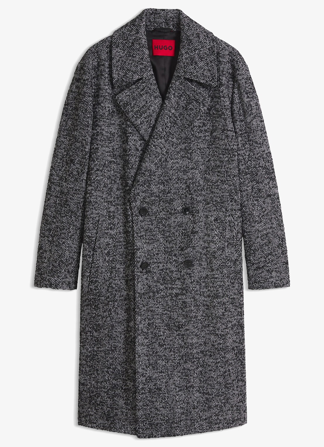 HUGO Mantel in scheerwolblend - voorkant 5 dark grey-028 / grijs
