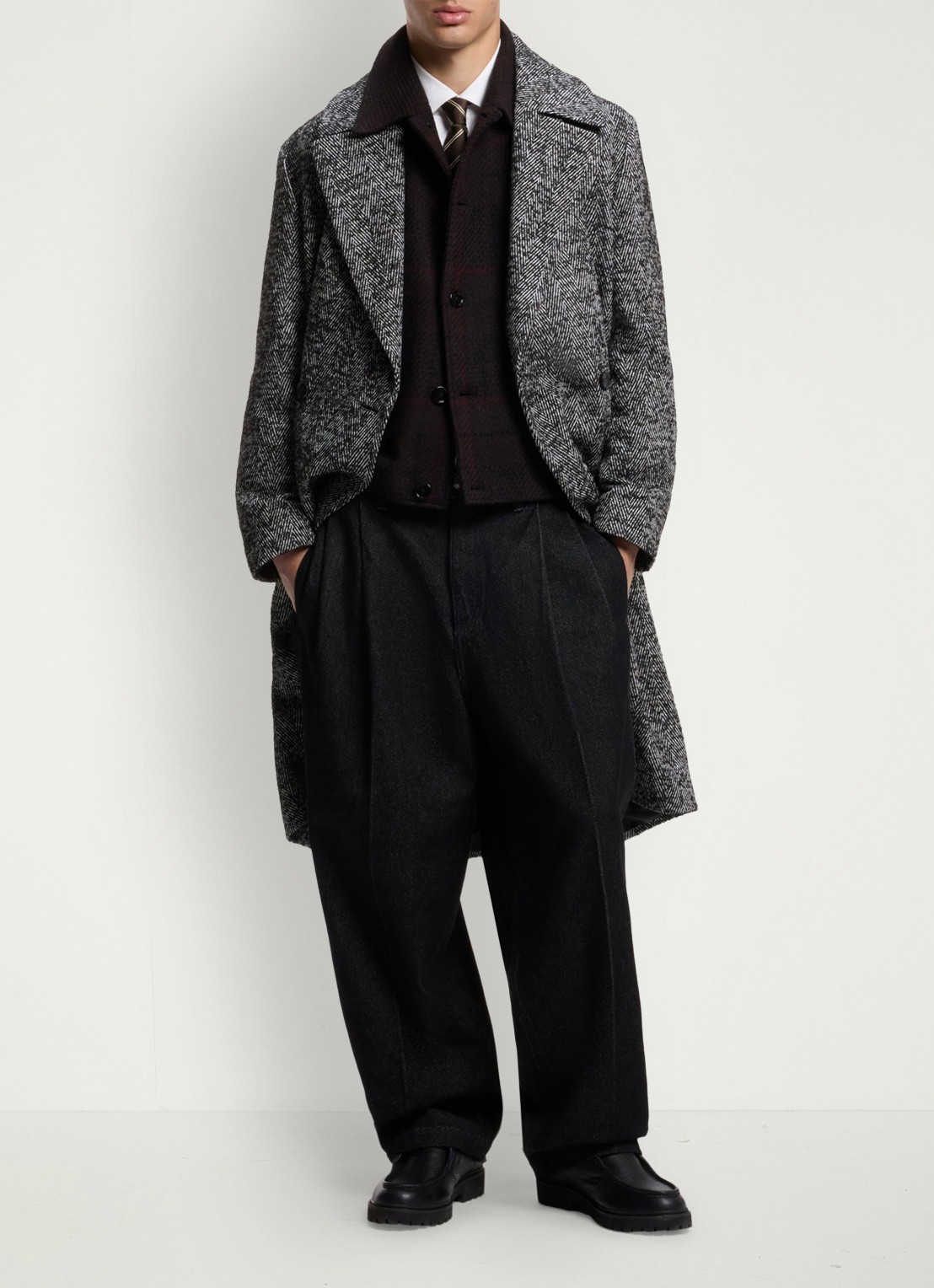HUGO Mantel in scheerwolblend - voorkant 6 dark grey-028 / grijs