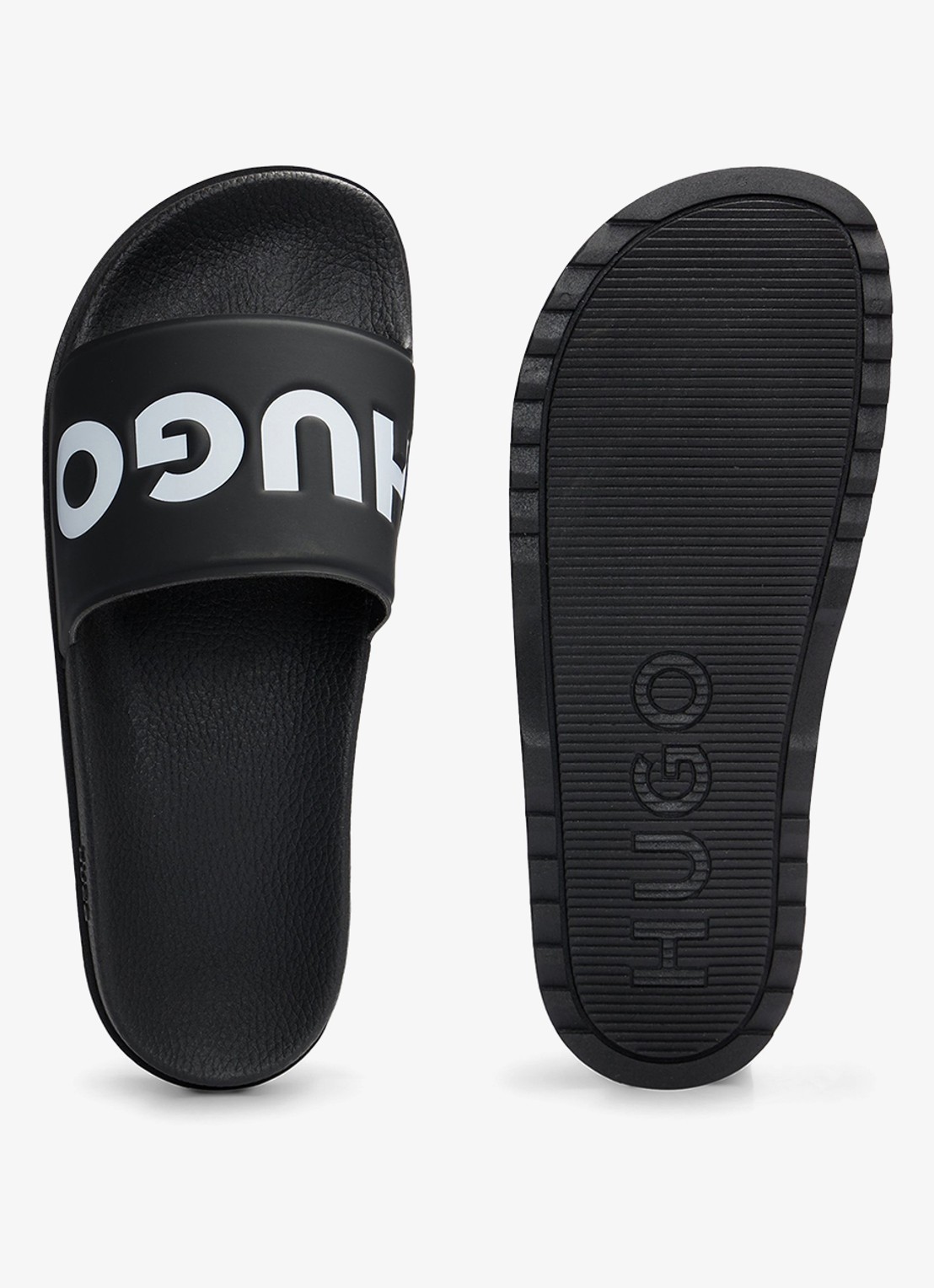 HUGO Match It slipper met logo - detail 3 zwart
