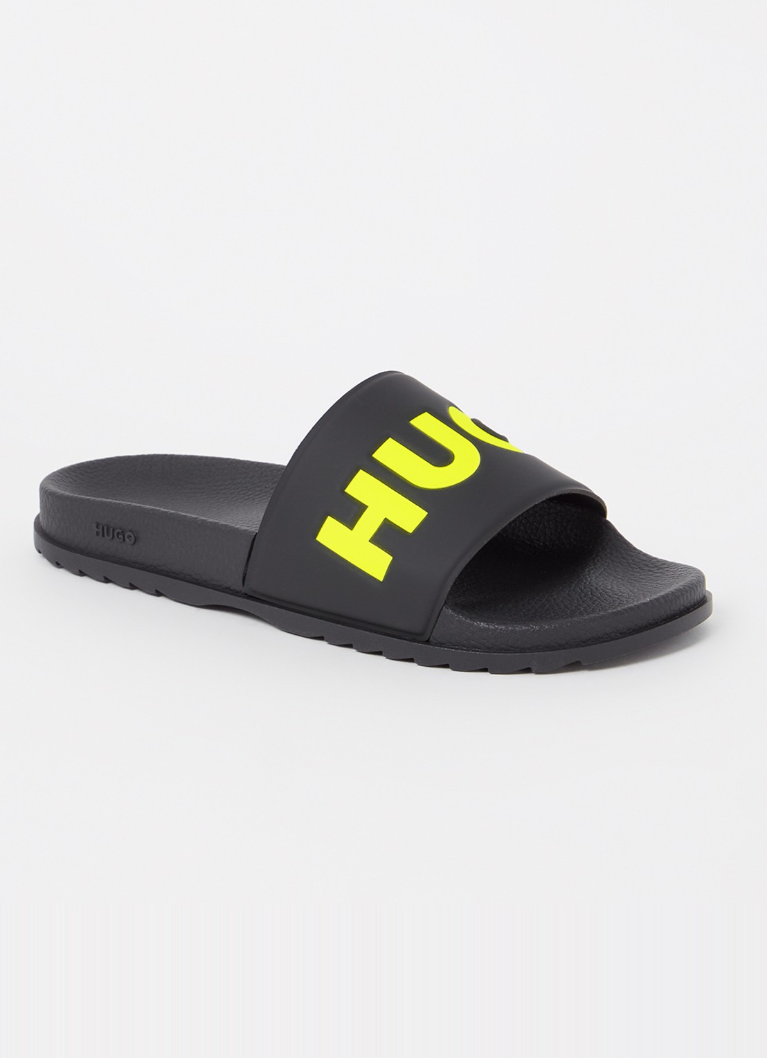 HUGO Match It slipper met logo - voorkant neongeel