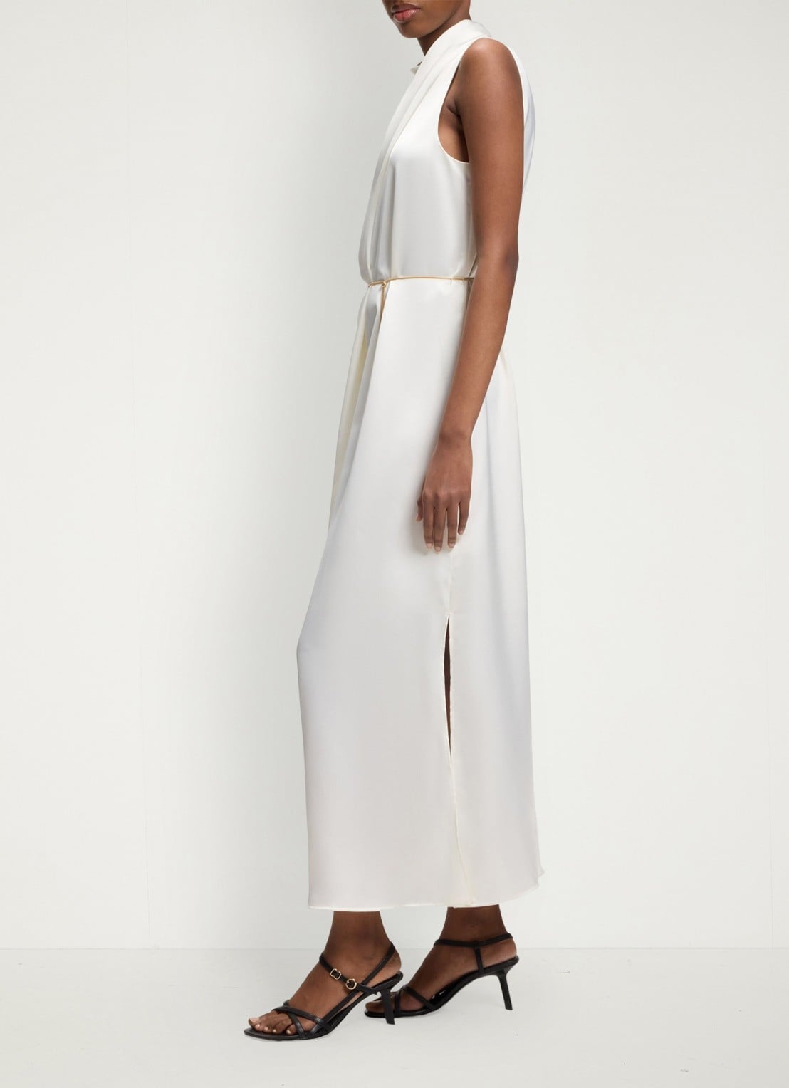 HUGO Maxi jurk met ceintuur - detail 4 wit