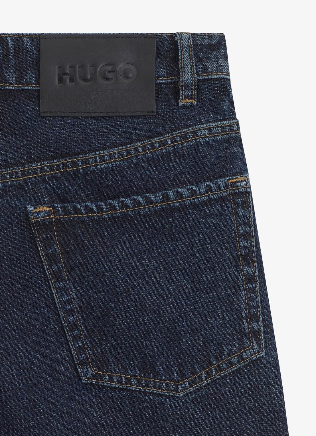 HUGO Mid waist straight fit jeans met donkere wassing - detail 3 navy-415 / blauw