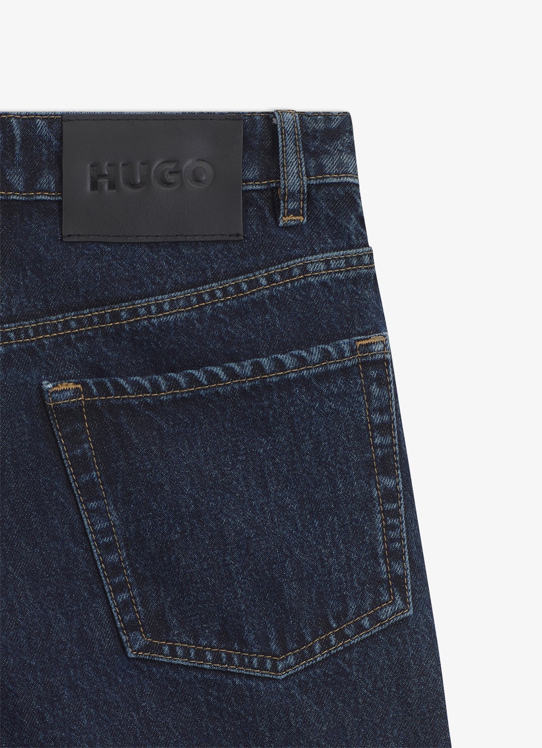 HUGO Mid waist straight fit jeans met donkere wassing - detail 2 navy-415 / blauw