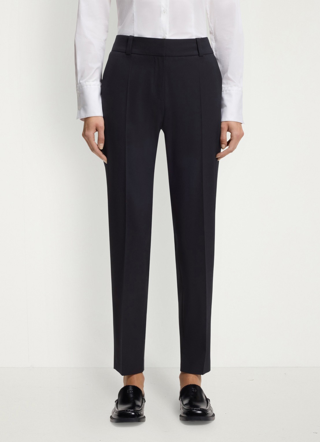 HUGO Mid waist tapered fit pantalon met steekzakken - detail blauw