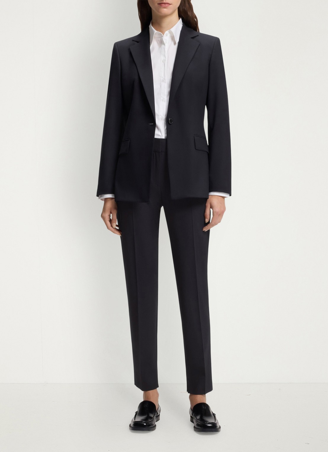 HUGO Mid waist tapered fit pantalon met steekzakken - voorkant 6 blauw