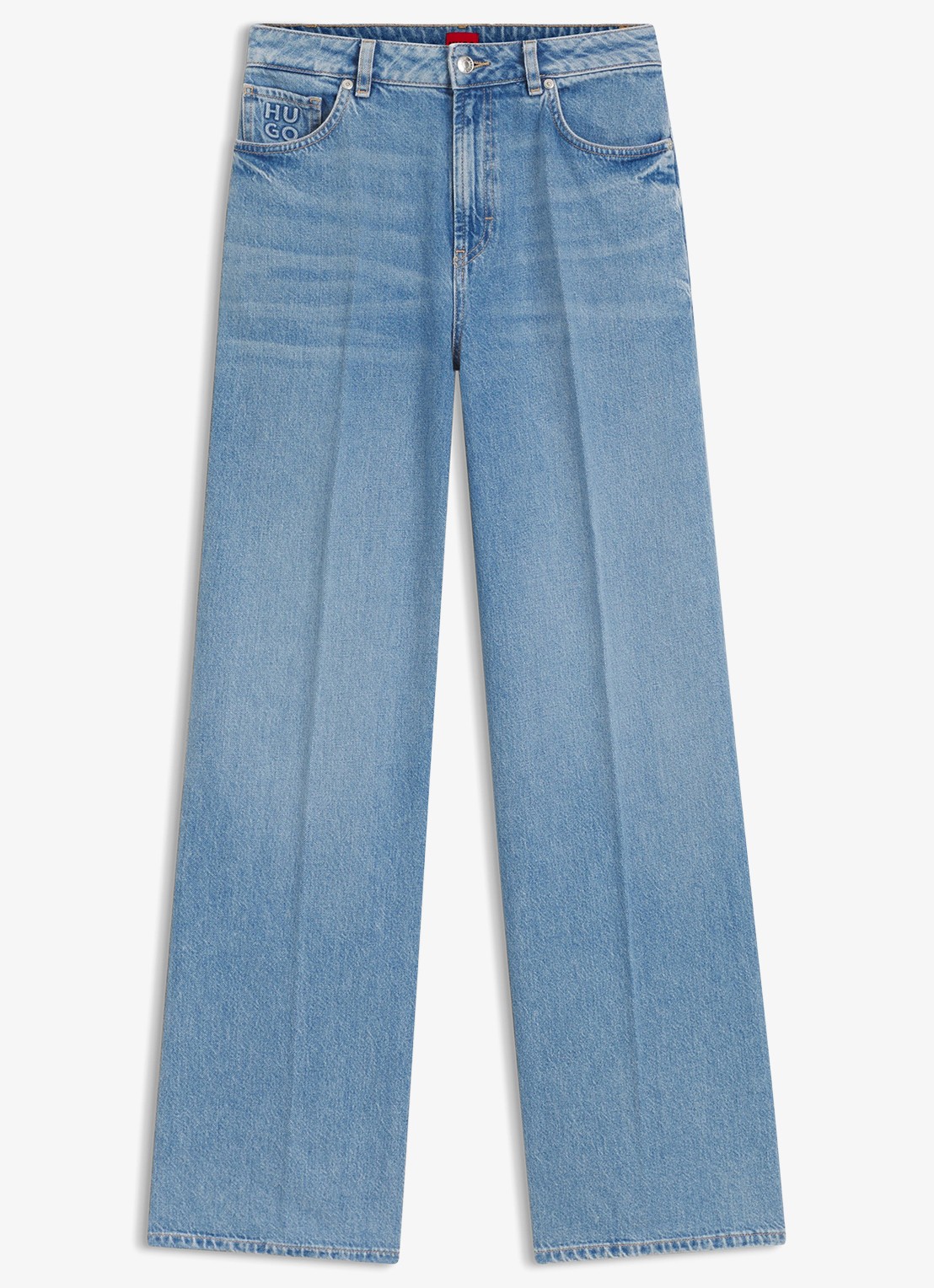 HUGO Mid waist wide fit jeans van katoen - voorkant 4 denim