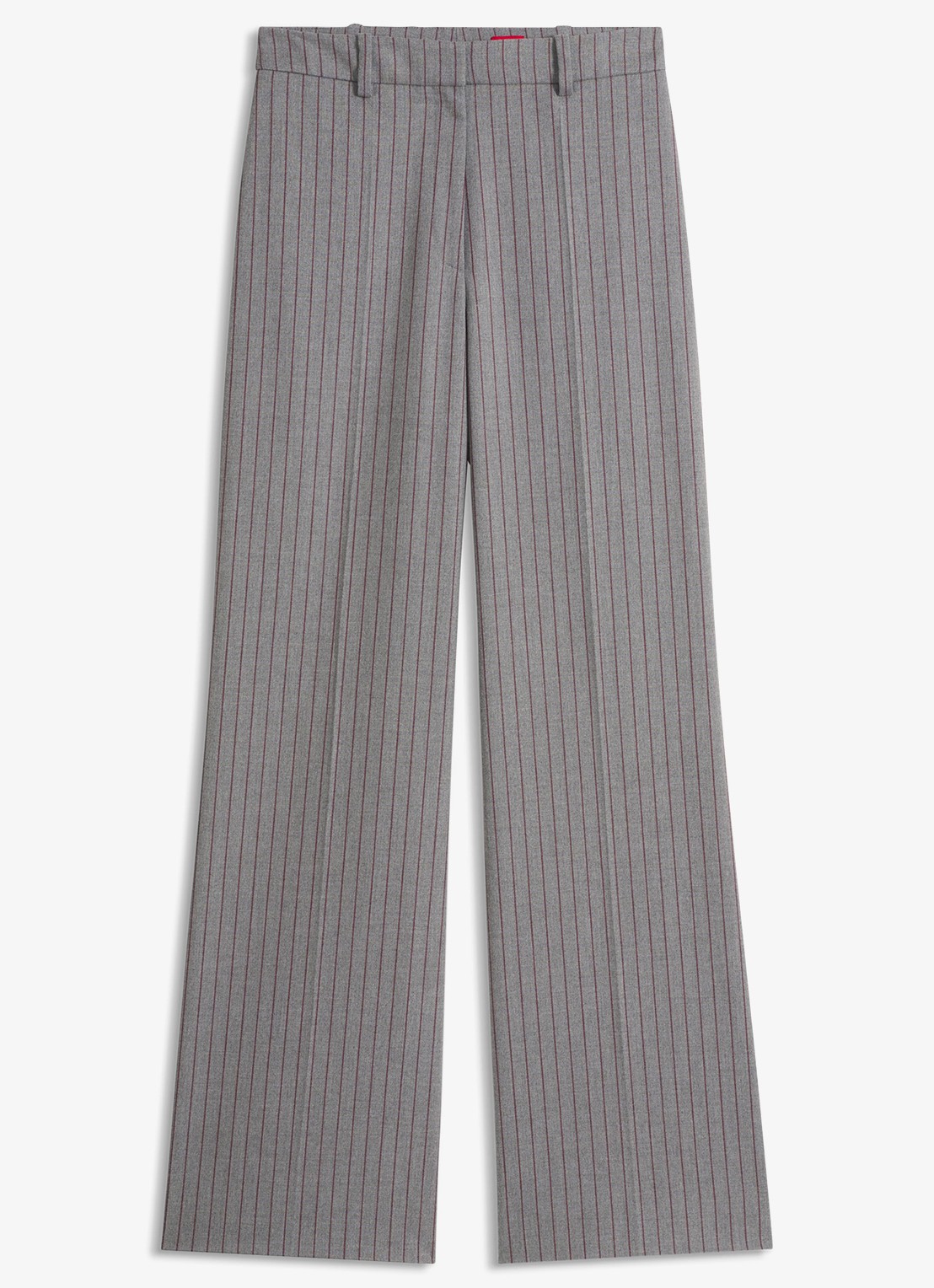 HUGO Mid waist wide fit pantalon met krijtstreep - voorkant 6 lichtgrijs