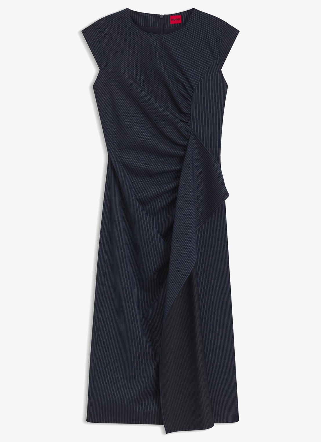 HUGO Midi jurk met gedrapeerd detail - voorkant 2 donkerblauw