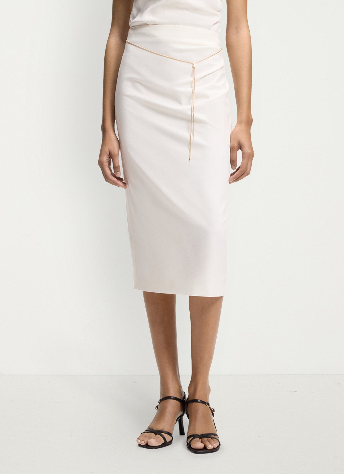 HUGO Midi rok met ketting detail - detail 2 wit