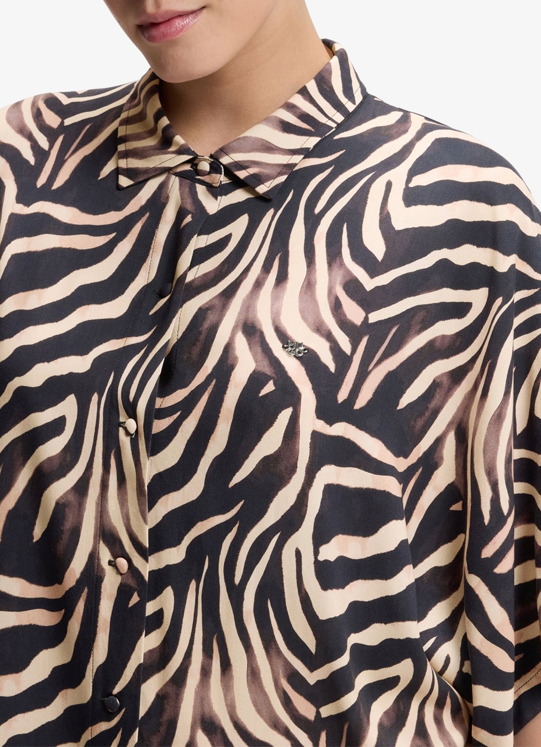 HUGO Mini blousejurk met grafische print - detail 2 zwart