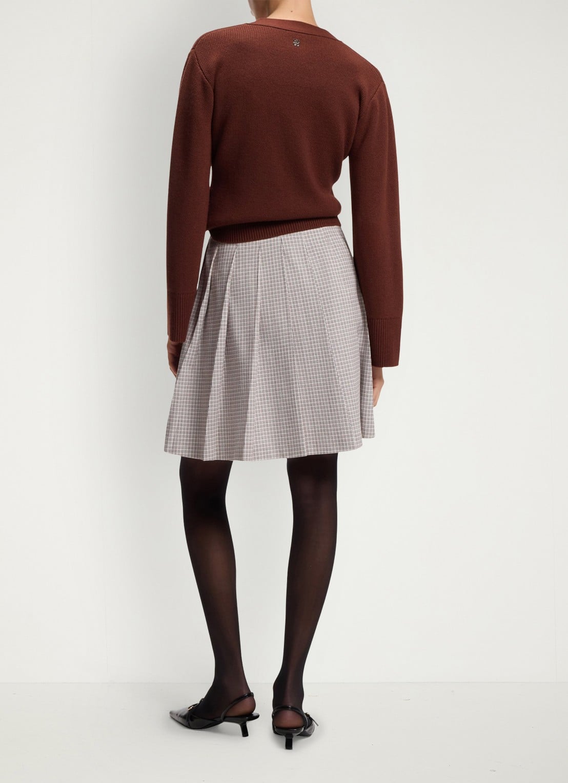 HUGO Mini rok met ruitdessin - achterkant beige