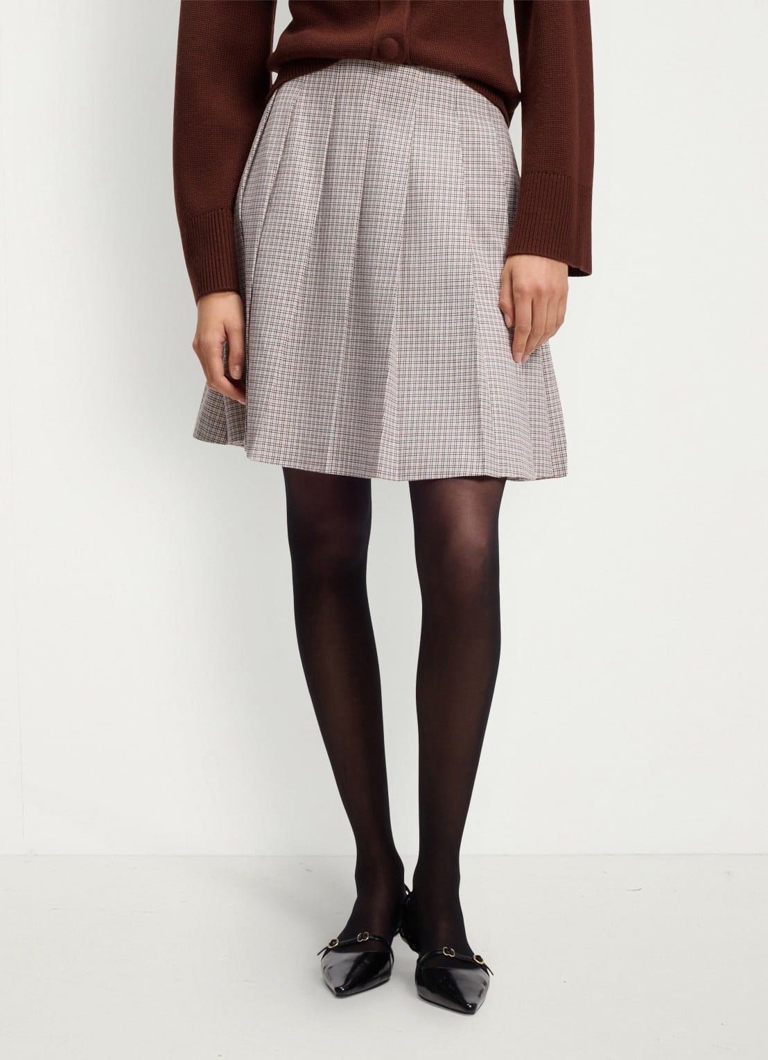 HUGO Mini rok met ruitdessin - detail 4 beige