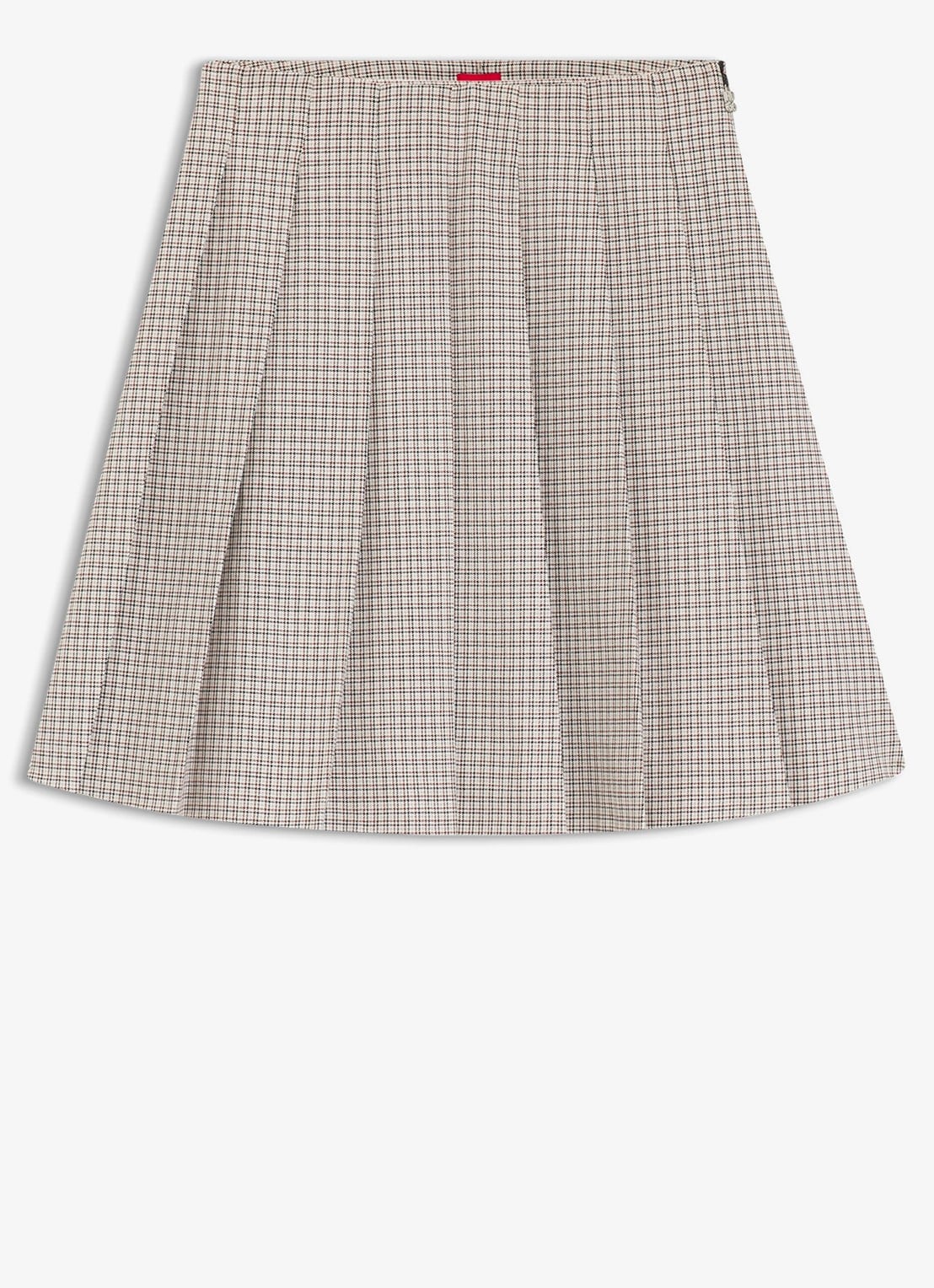 HUGO Mini rok met ruitdessin - voorkant 2 beige