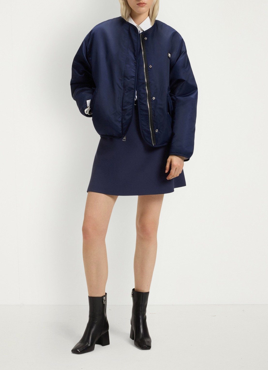 HUGO Minirok met ceintuur - voorkant 4 donkerblauw