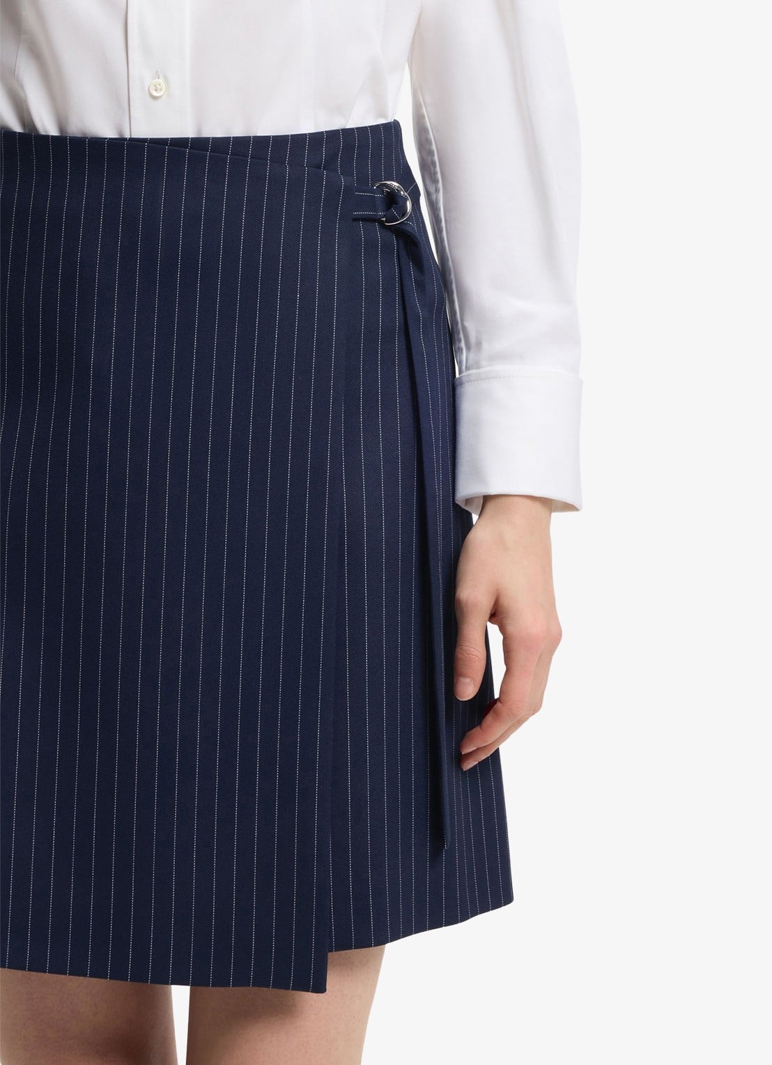 HUGO Minirok met krijtstreep - detail 5 donkerblauw