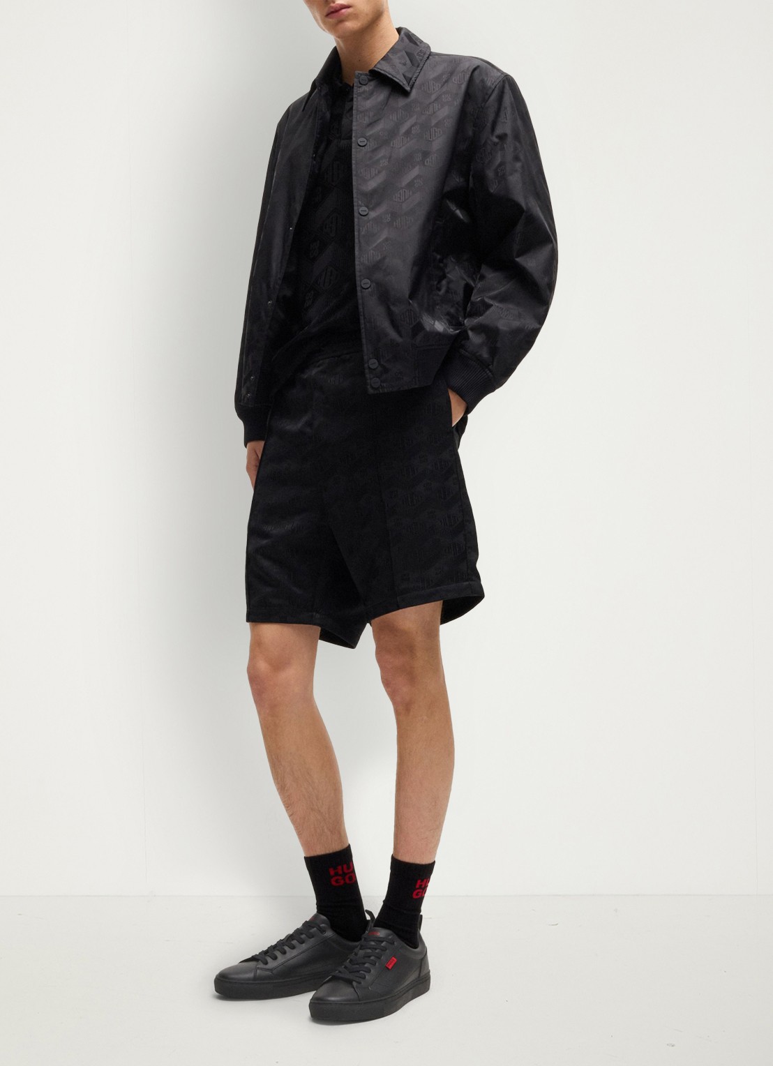 HUGO Morrie sneaker met logo - voorkant 2 zwart
