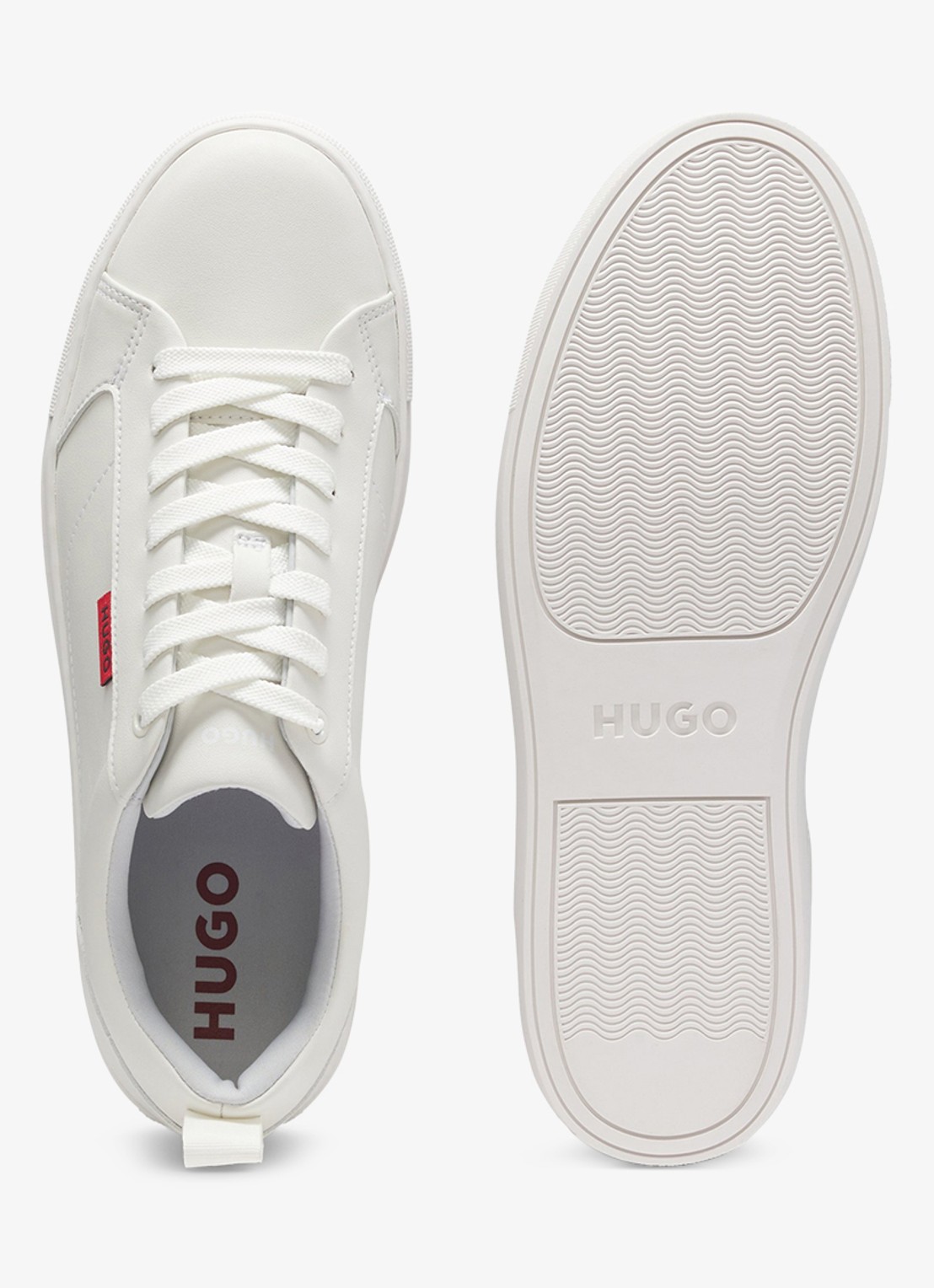 HUGO Morrie sneaker met logo - detail gebroken wit