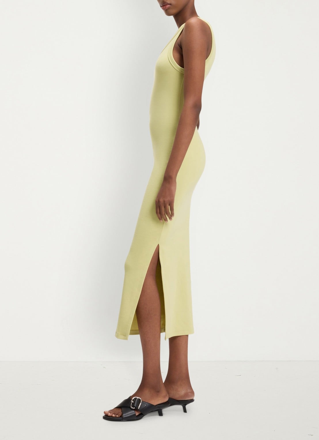 HUGO Nalimera midi kokerjurk met logo en split - detail 3 medium beige-267 / beige