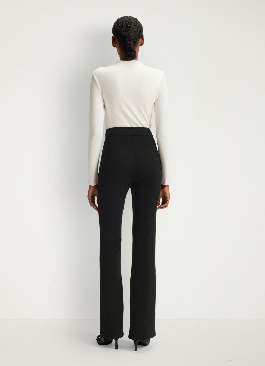 HUGO Nalvasi high waist flared fit pantalon met siernaad - achterkant 5 zwart