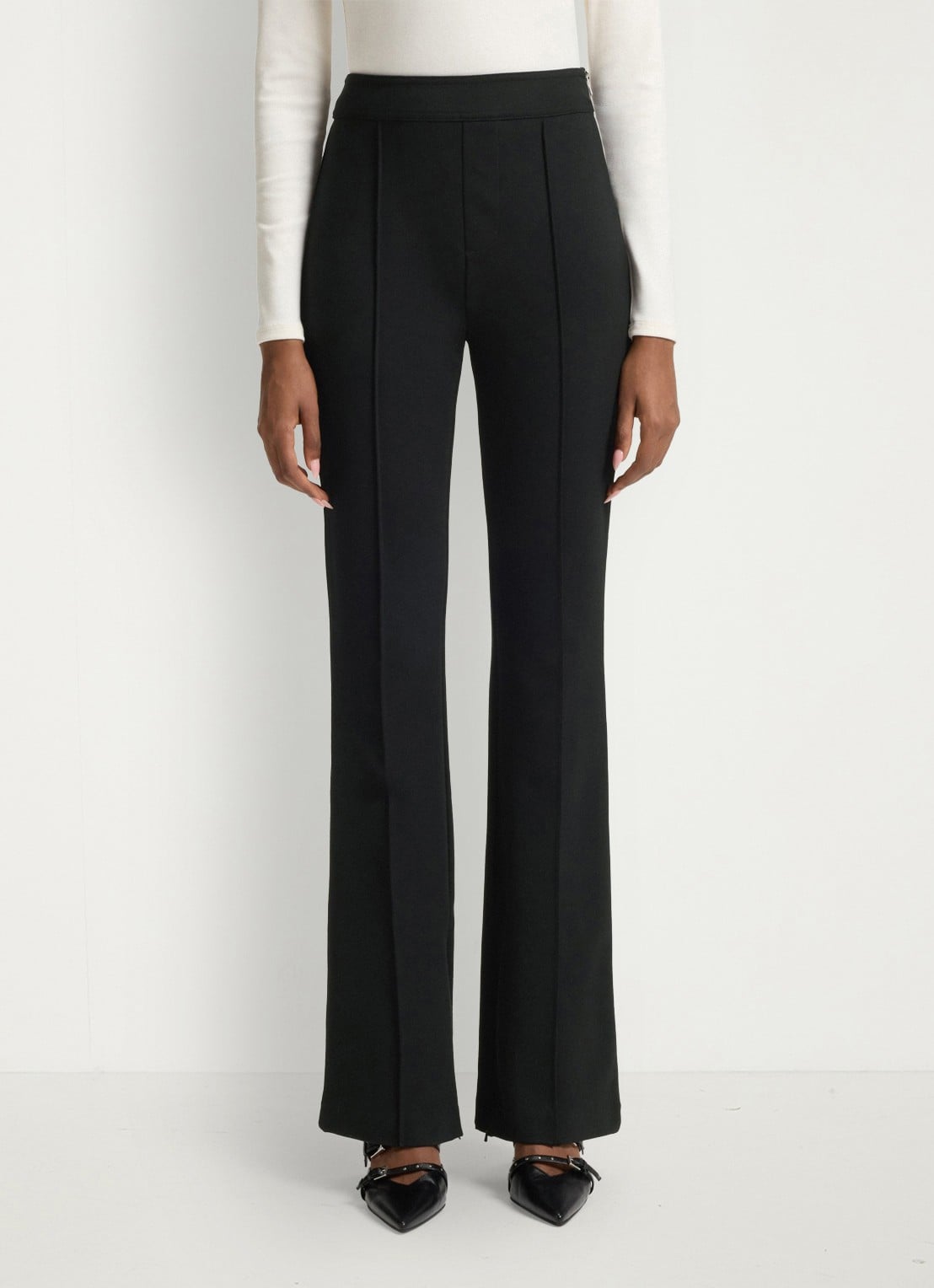 HUGO Nalvasi high waist flared fit pantalon met siernaad - detail 3 zwart