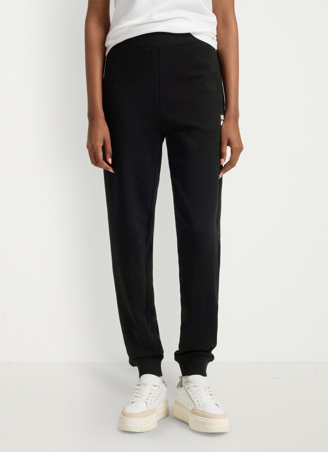 HUGO Nelfinia high waist tapered fit joggingbroek met logoborduring - detail 4 zwart