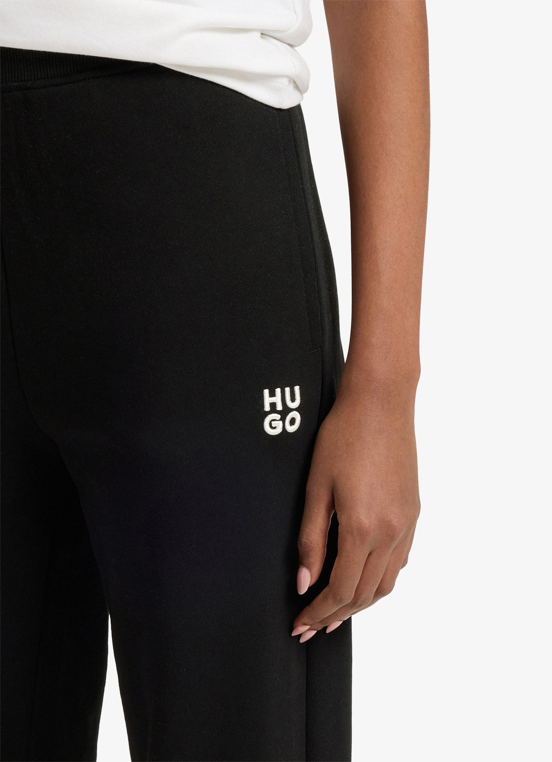 HUGO Nelfinia high waist tapered fit joggingbroek met logoborduring - detail 5 zwart