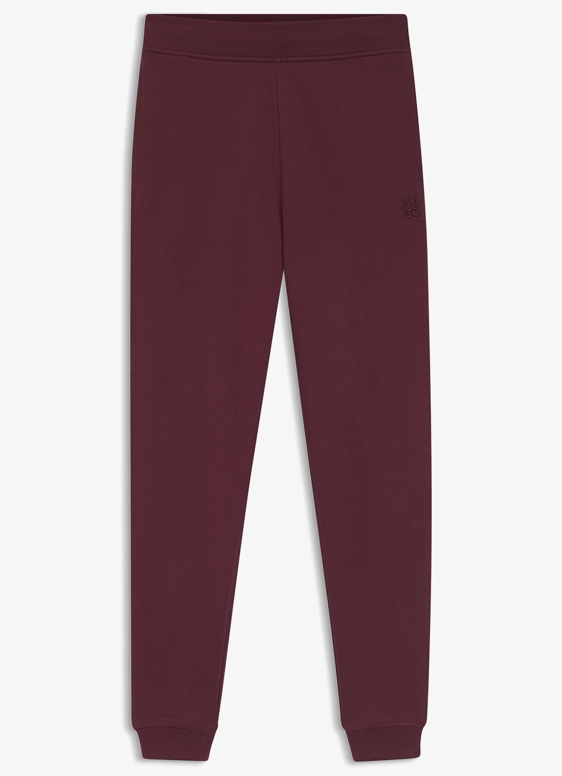 HUGO Nelfinia high waist tapered fit joggingbroek met logoborduring - voorkant bordeauxrood