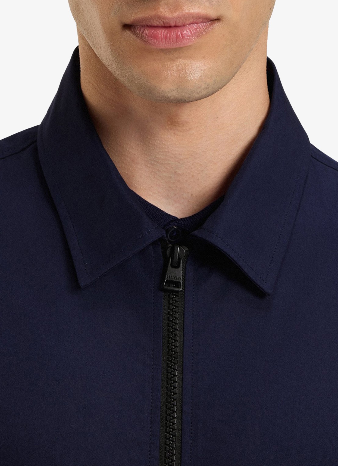 HUGO Overshirt van canvas en een katoenmix met ritssluiting en logolabel - detail 5 navy-418 / blauw