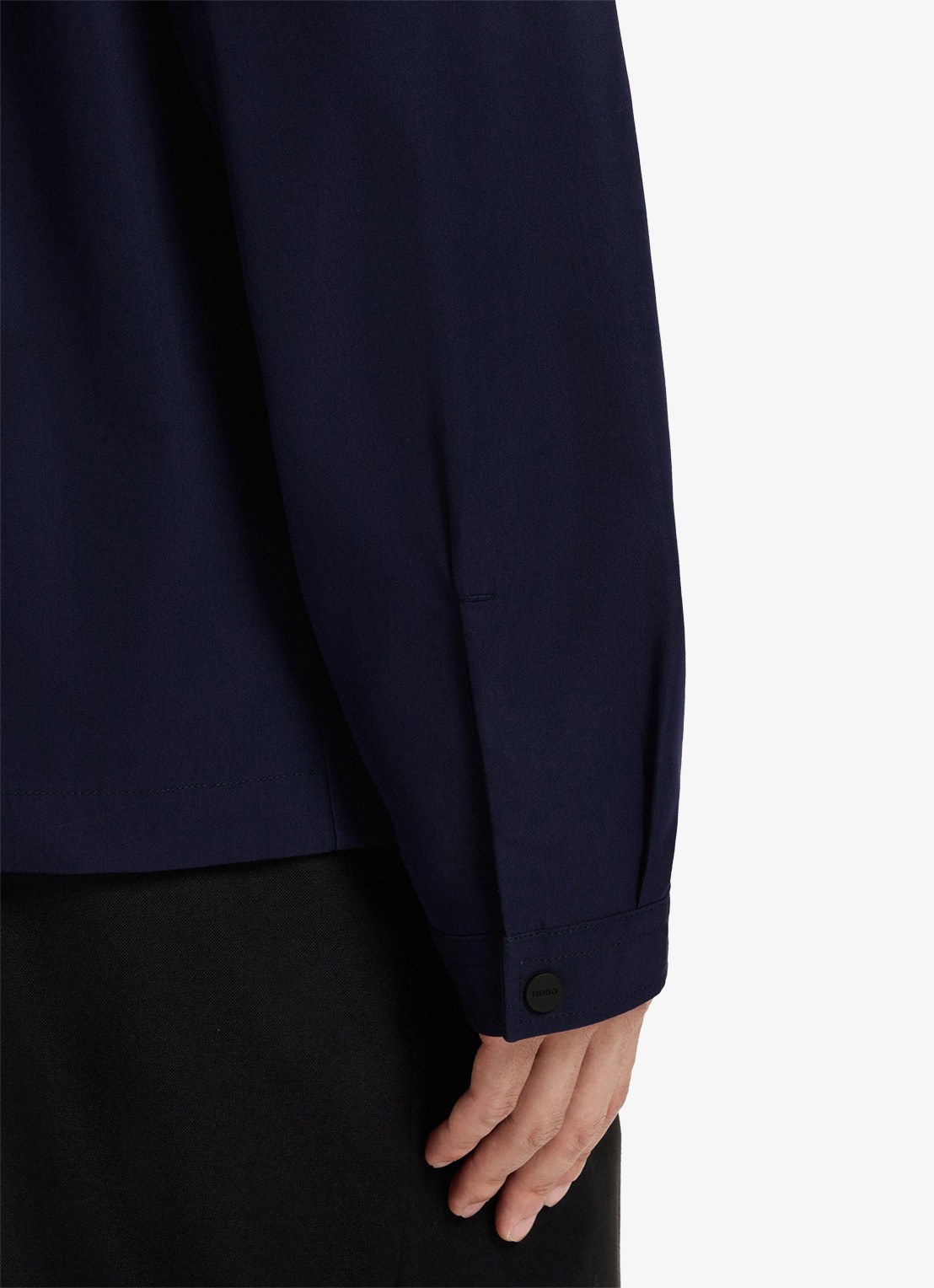 HUGO Overshirt van canvas en een katoenmix met ritssluiting en logolabel - detail 6 navy-418 / blauw