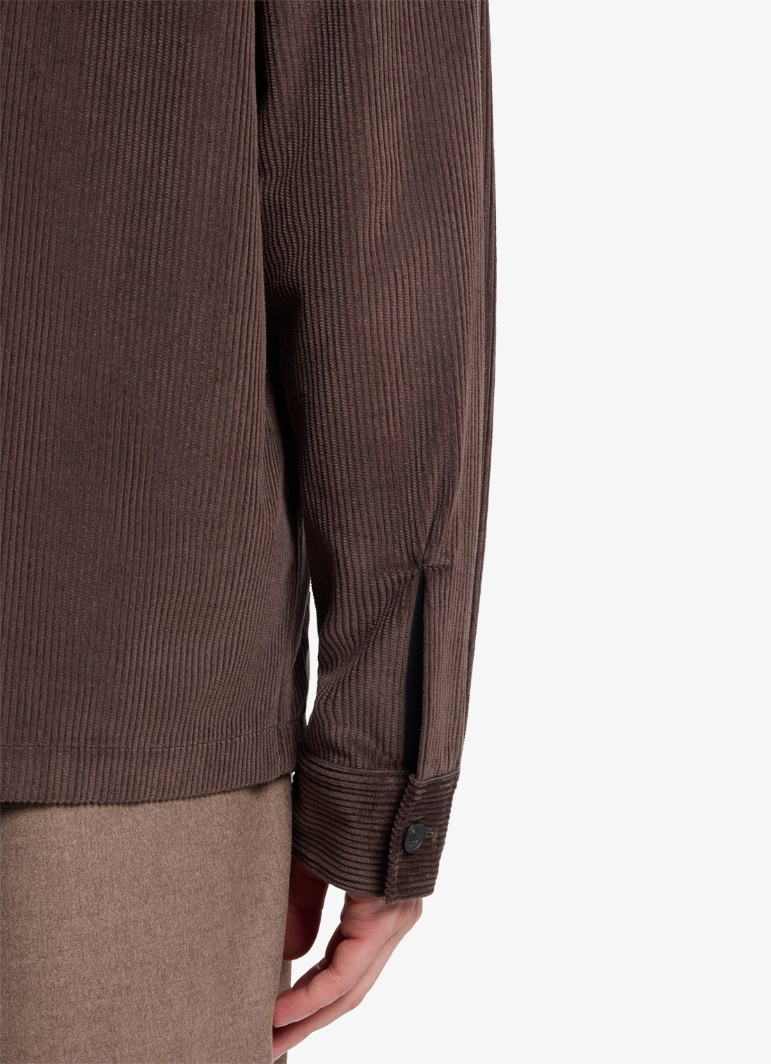 HUGO Overshirt van corduroy met borstzak - detail 6 bruin