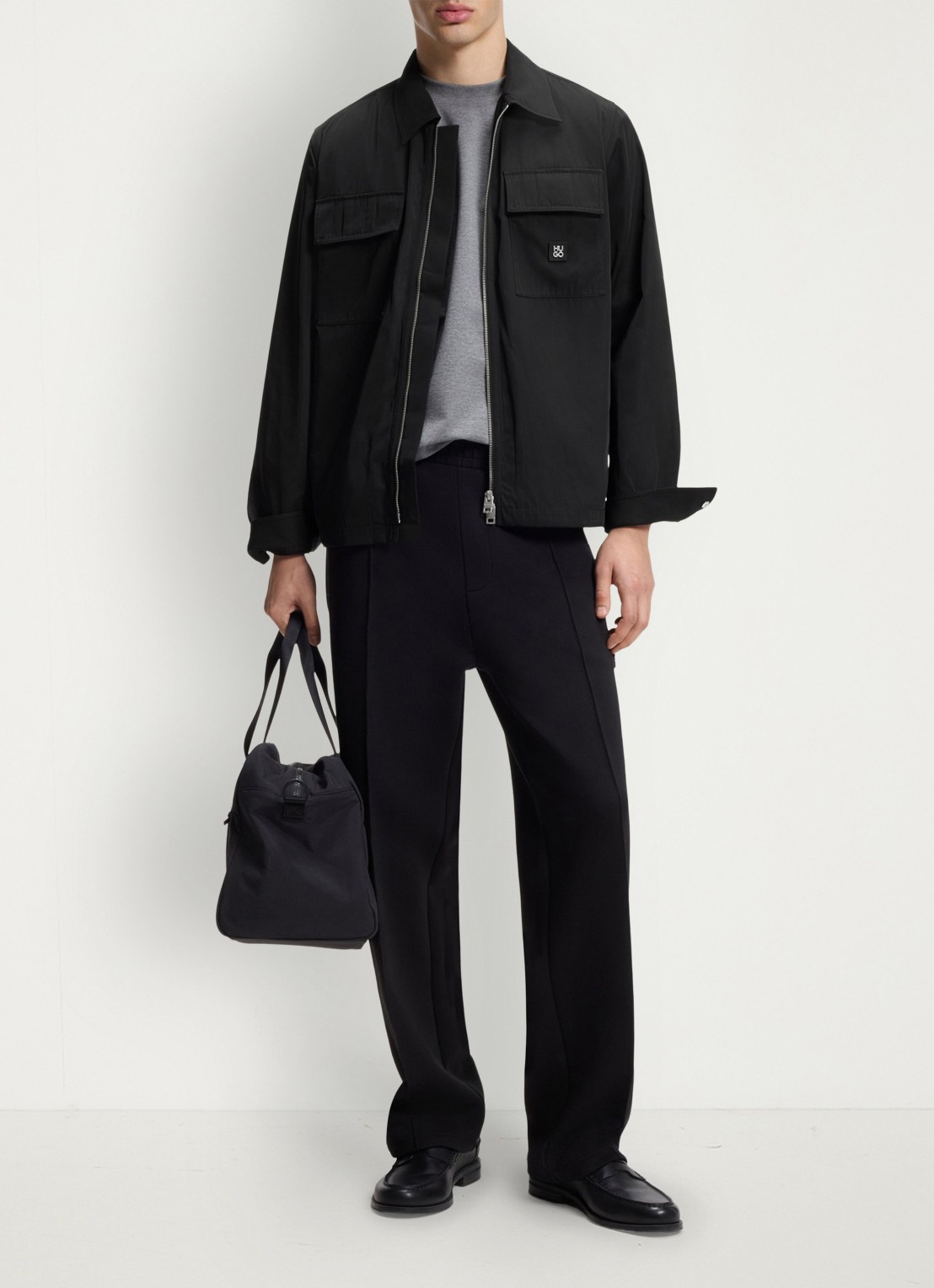 HUGO Oversized fit overhemd met logo - voorkant 6 zwart