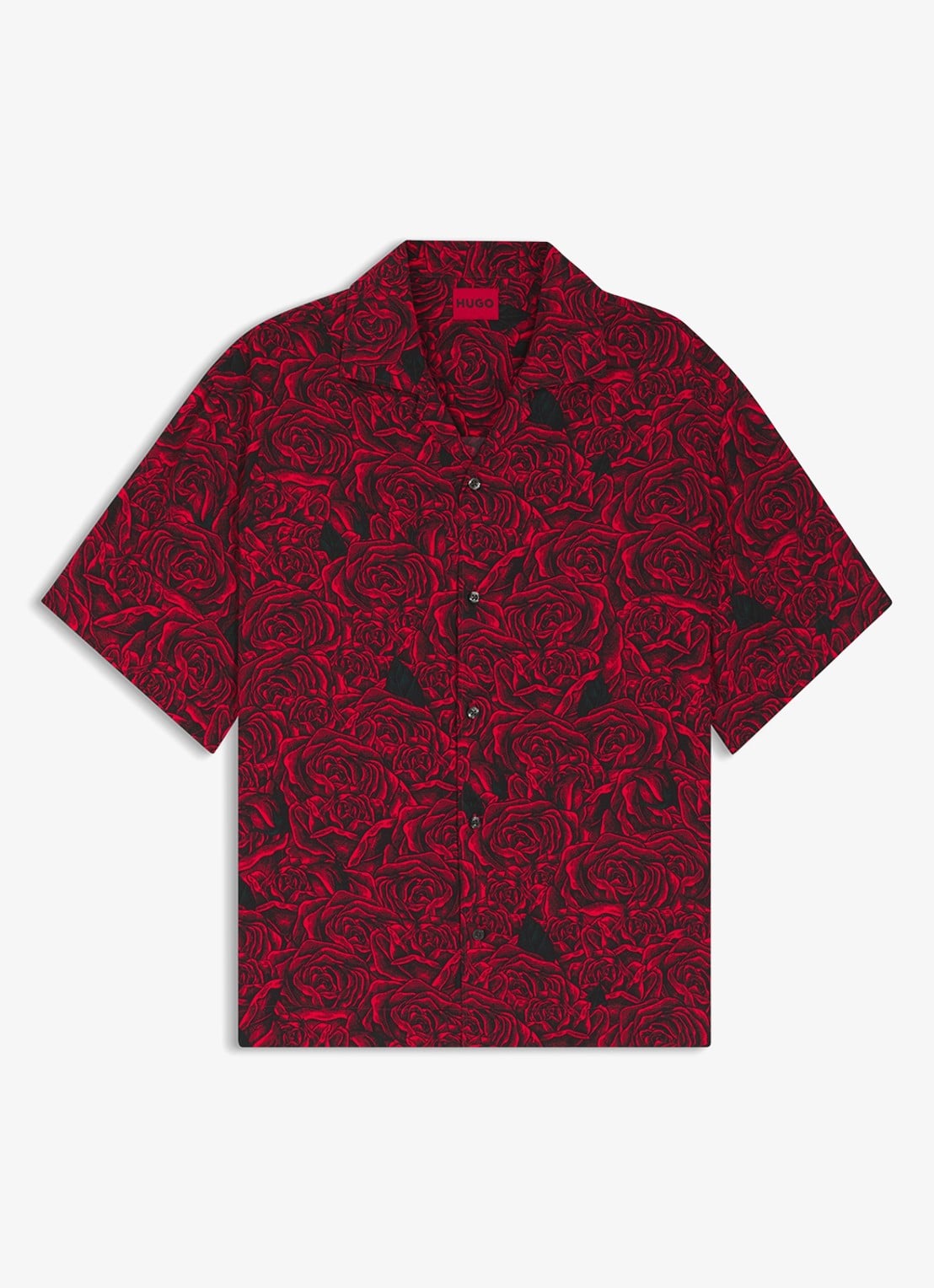HUGO Oversized overshirt met grafische print - voorkant 4 rood