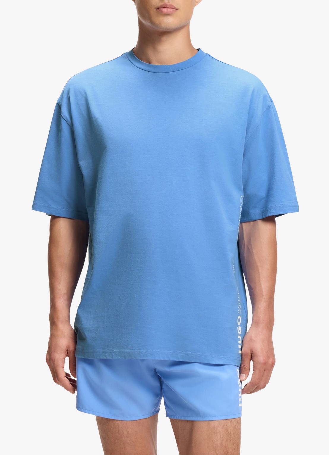 HUGO Oversized T-shirt met ronde hals - detail 3 blauw