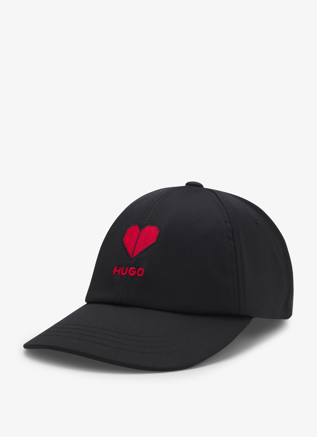 HUGO Pet met logoborduring - voorkant 3 zwart