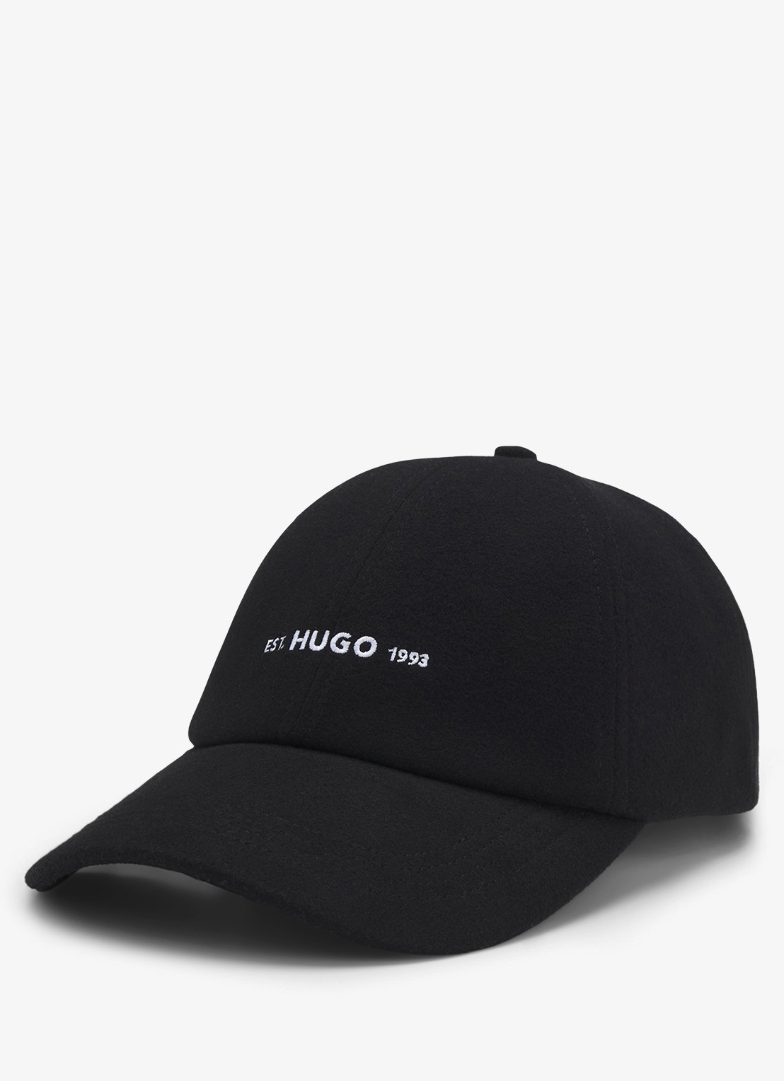 HUGO Pet met logoborduring - voorkant 3 zwart