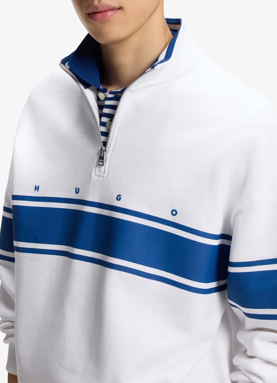 HUGO Pet van katoenen twill met logo - detail 4 open blue-498 / blauw